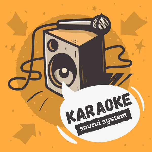 Karaoke Sound System  Music Design With A Speaker And A Micropho — Stock Vector