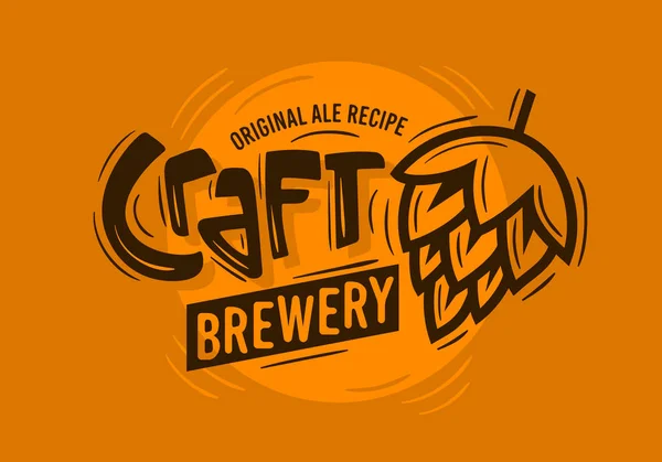 Craft-Brauerei-Logo mit einer Hopfen-Illustration. Vektorgrafik. — Stockvektor