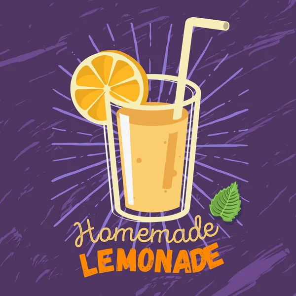 Саморобний дизайн лимонадної етикетки зі склом заповненим лемом — стоковий вектор