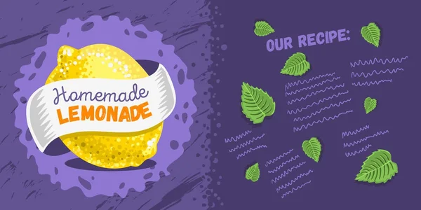 Ontwerp van de Banner van het Web van zelfgemaakte limonade met citroen en Mint verlof — Stockvector