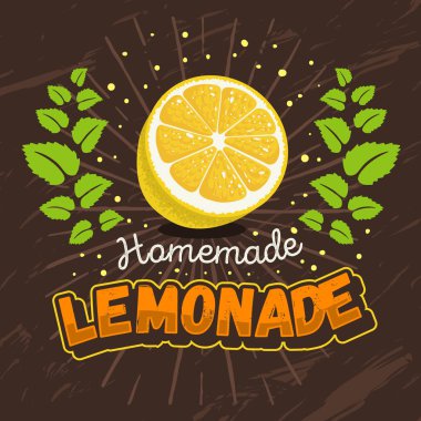 Ev yapımı limonata tasarım dilimlenmiş limon ve nane çelenk Illus