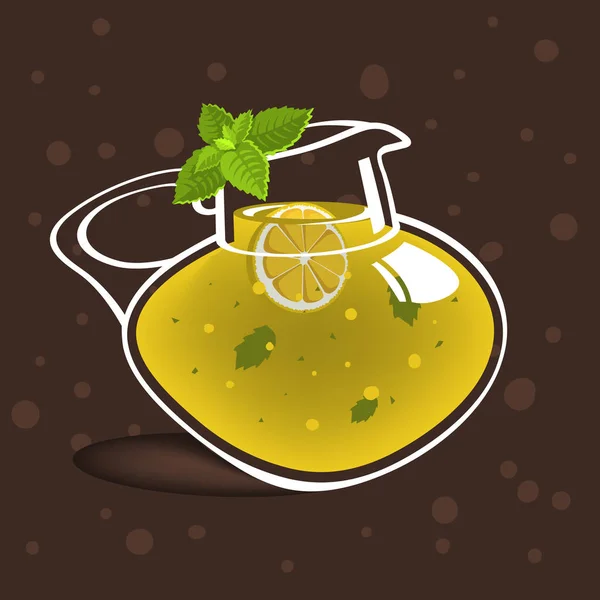 Jarro de jarro de vidro pote enchido com limonada caseira com um Br —  Vetores de Stock