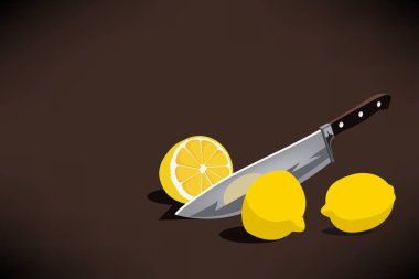 Şefler bıçak dilim limon limonata kavramsal çizimi yapmak için. Vektör grafiği.