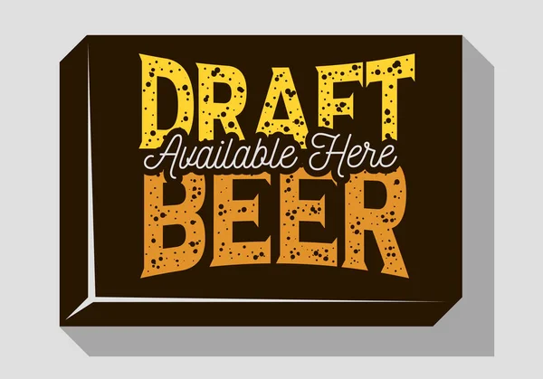 Draft Beer Typographic Sign Design For Pubs Restaurantes Bares para Promoção. Estética vintage influenciada . —  Vetores de Stock
