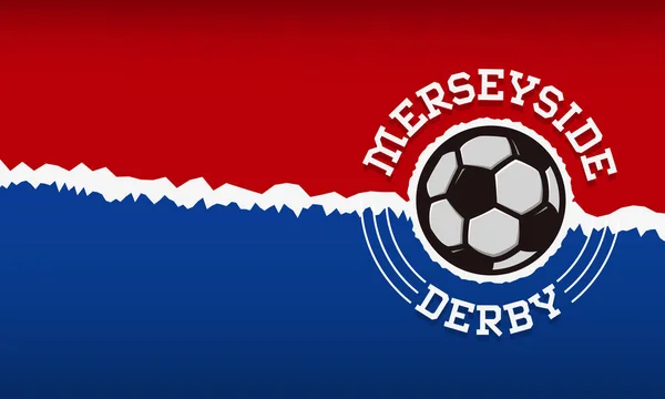 Merseyside Derby Liverpool ve Manchester, Büyük Britanya, İngiltere'de. Yuvarlak futbol ya da futbol Logo etiket amblem tasarımı bir alana sahip ek bilgi.