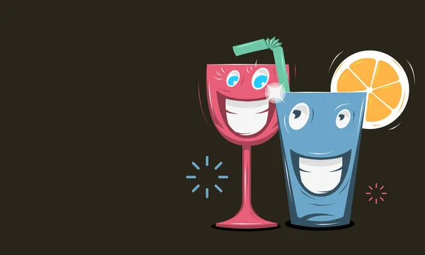 Desenhos animados engraçados Personagens de vidro sorridentes . —  Vetores de Stock