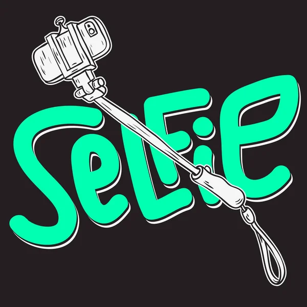 Selfie Stick σχεδιασμού απομονωμένη καλλιτεχνική γελοιογραφία χέρι ατελής γραμμή στυλ Art σχέδια εικονογραφήσεις. — Διανυσματικό Αρχείο