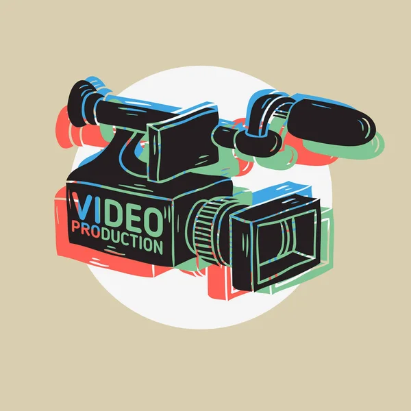 Video Production RGB Layered Design With Isolated Video Camera Drawings — Stock Vector