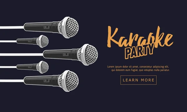 KaraokeParty muziek Webdesign met microfoons. — Stockvector