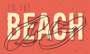 Plaj yaz tasarım ile Flip flop terlikler Beach ayakkabı elle çizilmiş resim resimler.