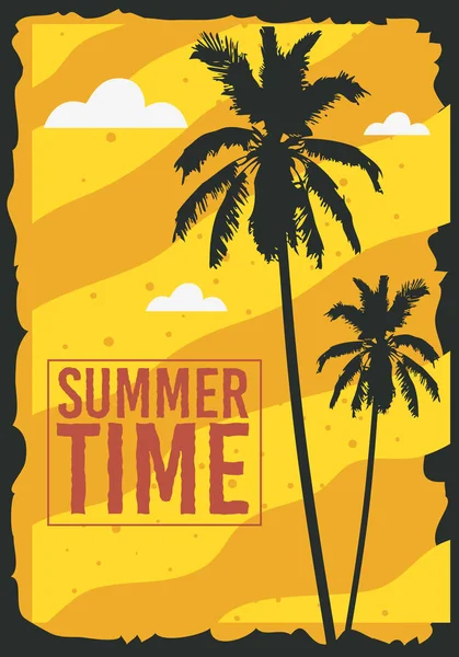 Czas letni projekt plakatu z ilustracji drzewa palmowego. — Wektor stockowy