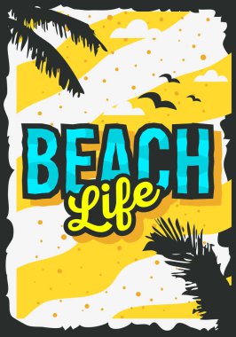 Palm Beach yaz Poster Tasarımı illüstrasyon bırakır.
