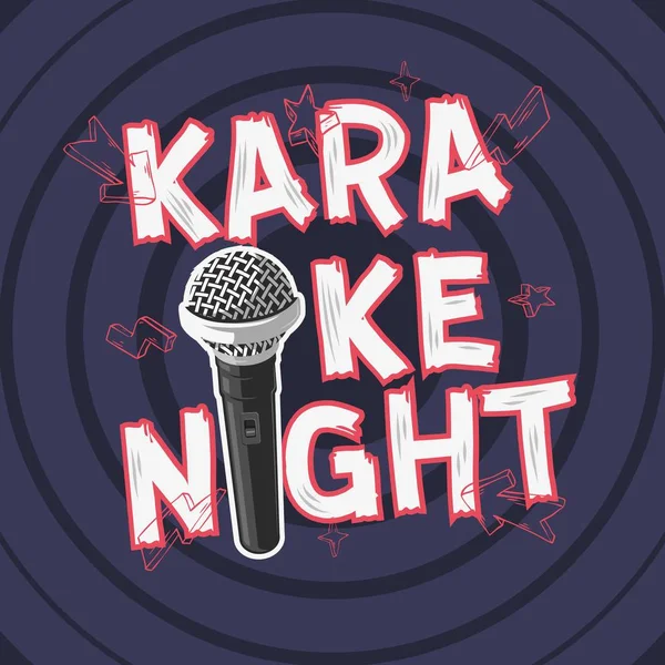 Karaoke Night Party Music Design con un microfono . — Vettoriale Stock