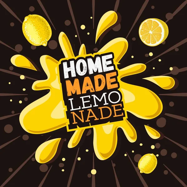 Home Made Lemonade Typographic Design With A Splash. — Stock Vector