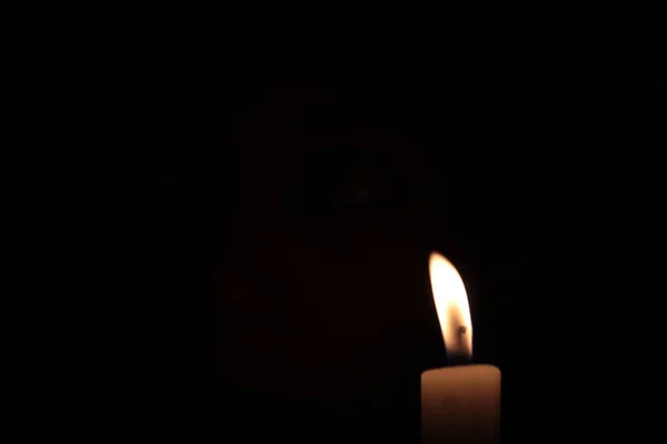 Candle Flame On A Black Background Photo Shot. — Stock Photo, Image