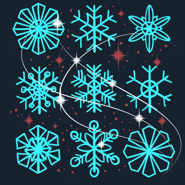 Hand Drawn Snowflakes Snow Vector Set Collections Illustrations. — Stock Vector