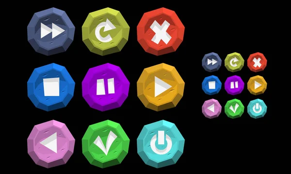 Παιχνίδι ui Interface Κουμπιά Game Art Icons Menu Διάνυσμα. — Διανυσματικό Αρχείο