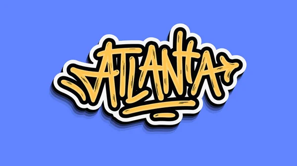 Atlanta Georgia Usa mão letras adesivo Design . —  Vetores de Stock