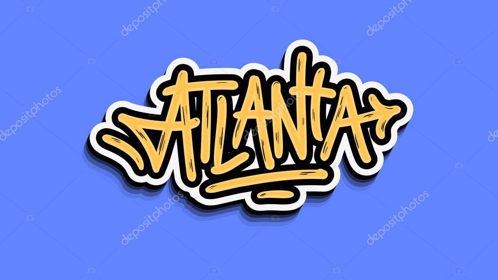 Atlanta Georgia Usa Hand Lettering Sticker Design