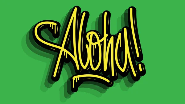 Aloha Hand Lettering Calligraphic Vector Adesivo Design . —  Vetores de Stock