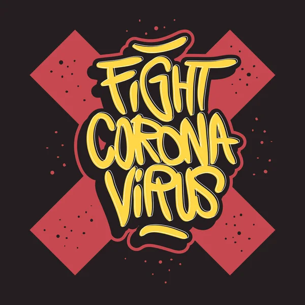 Coronavirus Motivasyonal Slogan Eli Çizilmiş Harf Vektörü Tasarımı ile Savaş.