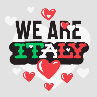 Love You Italy Empatiyi Destekliyor Typographic Vektör Tasarımı.