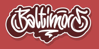 Baltimore Maryland Usa El Çizimi Harf Tasarımı.