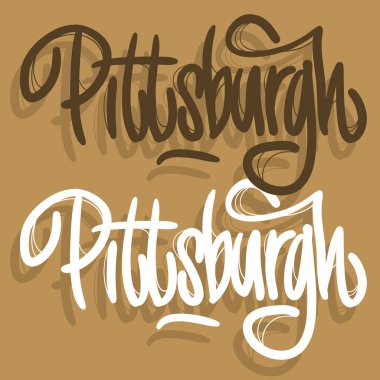 Pittsburgh Pensilvanya Usa El Çizimi Harf Tasarımı.