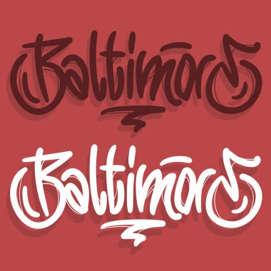 Baltimore Maryland Usa El Çizimi Harf Tasarımı.