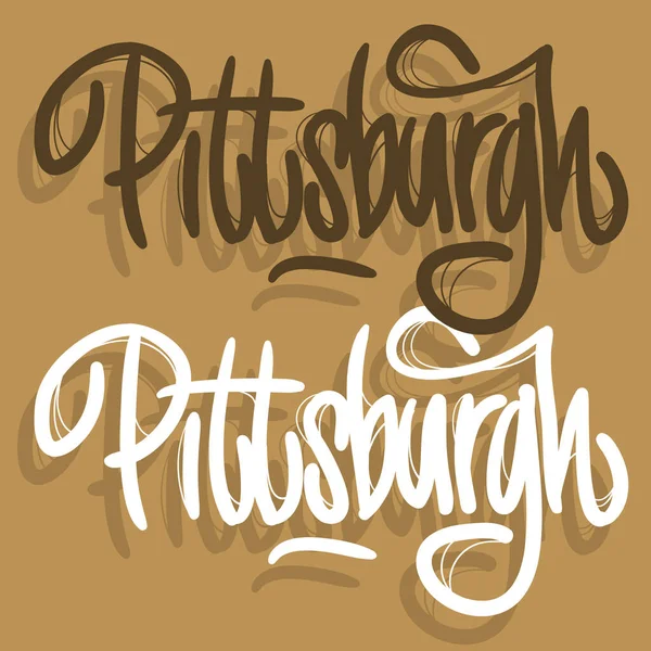 Pittsburgh Pensilvanya Usa El Çizimi Harf Tasarımı.
