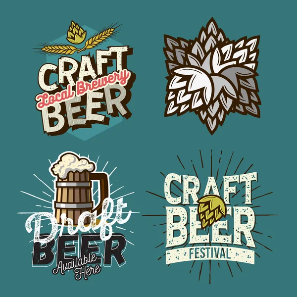 Bier Brauerei Alkohol Verwandte Vektor Illustrationen Designs. — Stockvektor