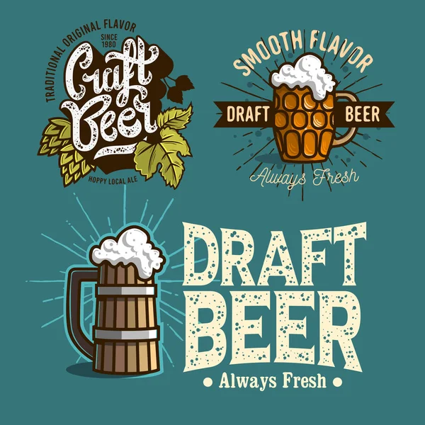 Cerveza Brew Brewery Alcohol Related Vector Illustrations Designs . — Vector de stock