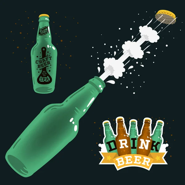 Cerveza Brew Brewery Alcohol Related Vector Illustrations Designs . — Archivo Imágenes Vectoriales