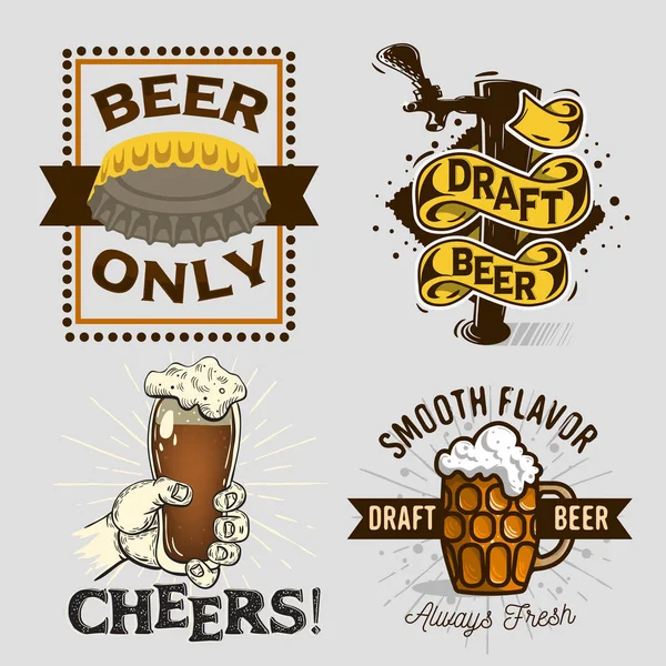 Cerveza Brew Brewery Alcohol Related Vector Illustrations Designs . — Vector de stock