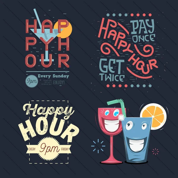 Happy Hour Call Sign Logo Projetos relacionados com ilustrações vetoriais . — Vetor de Stock