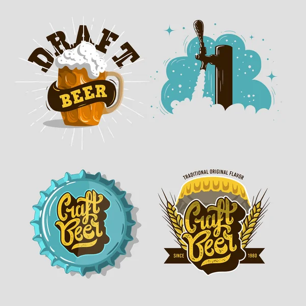 Bier Brauerei Alkohol Verwandte Vektor Illustrationen Designs. — Stockvektor