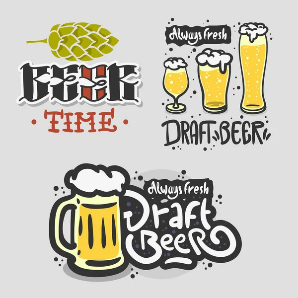 Bier Brauerei Alkohol Verwandte Vektor Illustrationen Designs. — Stockvektor