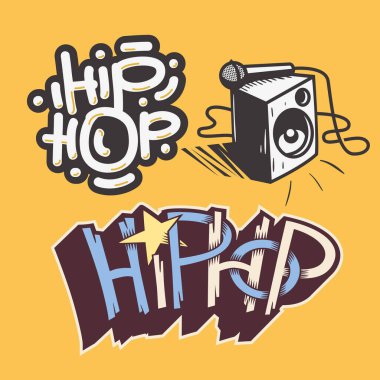 Hip Hop Rap Müzik İlgili Vektör Resimleri Tasarımı.