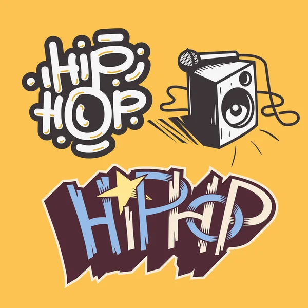 Hip Hop Rap Música Vector Relacionado Ilustraciones Diseños . — Vector de stock