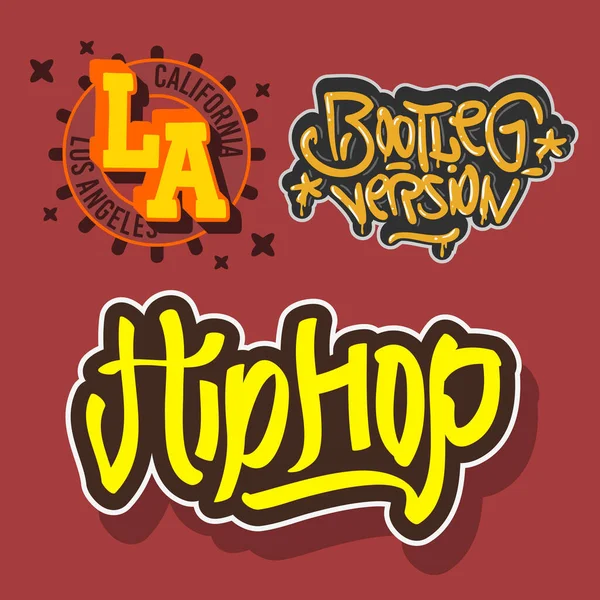 Hip Hop Rap Music Пов'язані Векторні ілюстрації Дизайни . — стоковий вектор