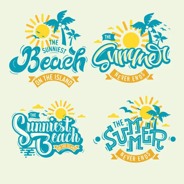 Summer Time Beach Life Kézírás Vector Illusztrációk Set Designs. — Stock Vector