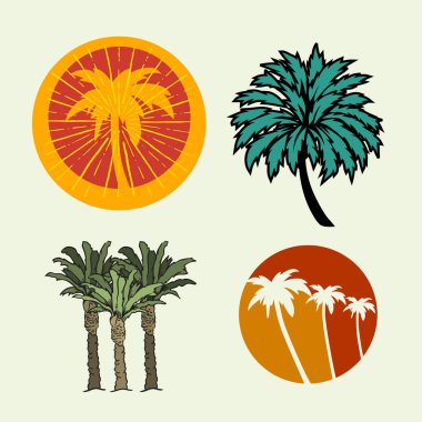 Palm Trees Yaz Saati Sahil Hayatı El Yazı El Yazı Çizimleri Çizimleri Tasarımı.