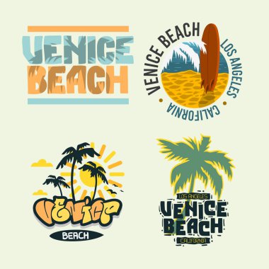 Venice Beach California Yaz Saati Sahil Hayatı El Yazı El Yazı Çizimleri Çizimleri.