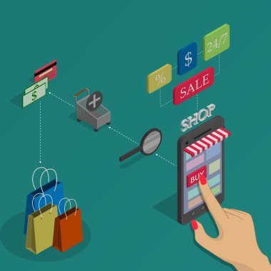 İnternetten alışveriş. vektör illüstrasyonu.