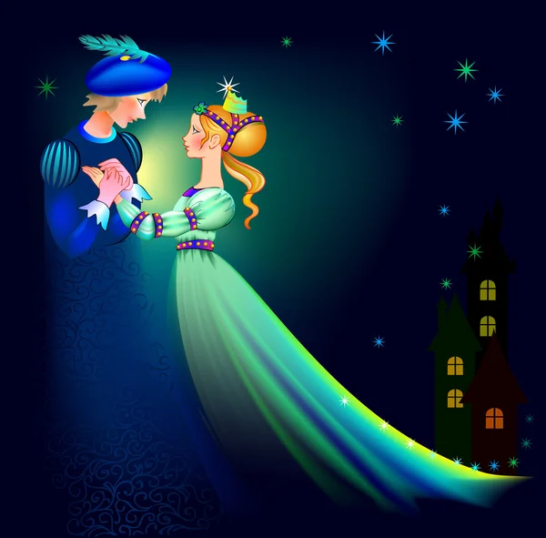 Εικονογράφηση του Πρίγκιπα και πρίγκιπες χορό. — Διανυσματικό Αρχείο