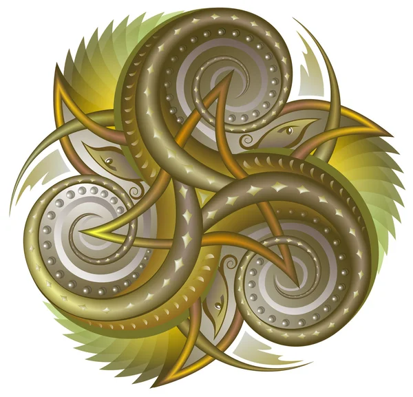 Illustration of Celtic disk ornament with triple spiral symbol. — Stock Vector