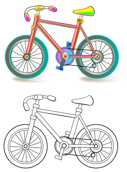 Modèle coloré et noir et blanc de vélo . — Image vectorielle