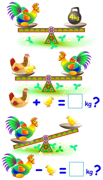 Seite mit mathematischen Übungen für kleine Kinder. — Stockvektor