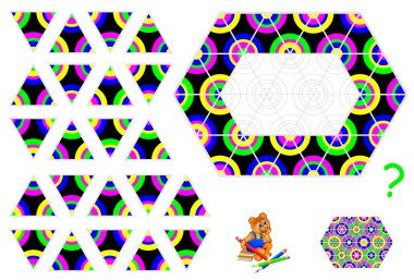 Mantık Triominoes bulmaca. Kalan üçgen bulup onları karşılık gelen renklerde boya.
