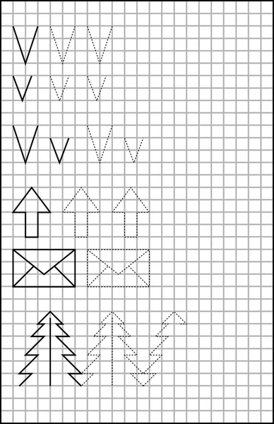 Pedagogiska sida med övningar för barn på en kvadratiska papper. — Stock vektor